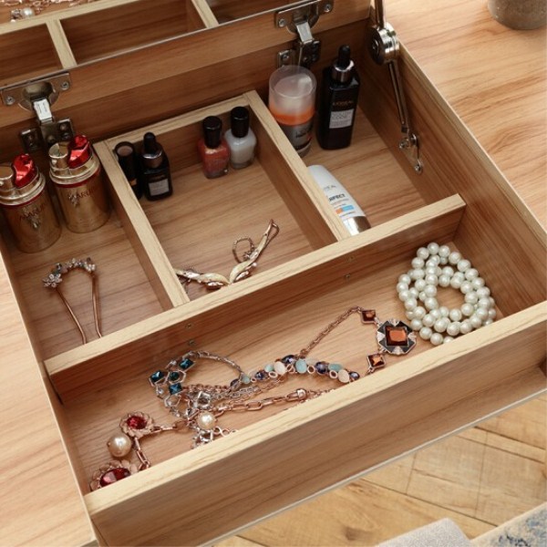 Bàn Trang Điểm Chức Năng Với Ngăn Kéo Và Gương Tủ Gỗ Phong Cách Bắc Âu Ngắn Gọn - Product Image 3