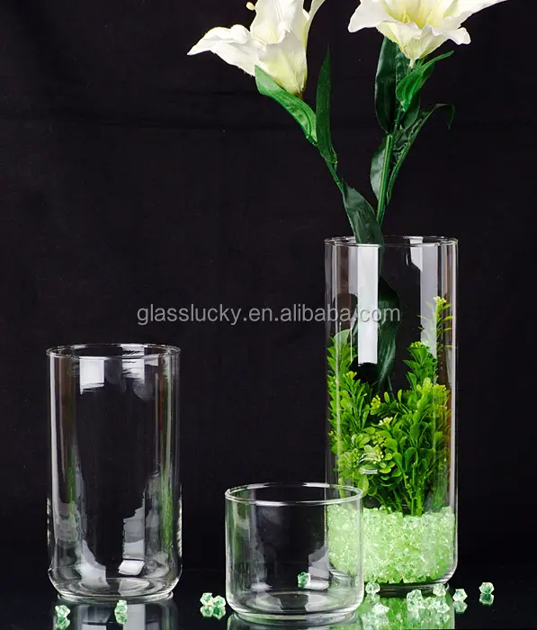 Alto vaso di vetro del cilindro cilindro e commercio all'ingrosso vaso di vetro del cilindro