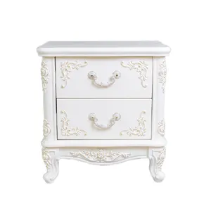 European Style Unique white french provincial bedside table wooden night table bedside