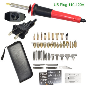 37 Set Adjustable Pembakaran kayu Alat Set Woodburning Besi Solder Tips Pisau Pembakaran Dipahat dengan Manual ukiran pisau - Product Image 2