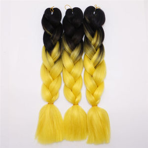 Extensions de <span class=keywords><strong>cheveux</strong></span> synthétiques en tresses box braids de 48 pouces, couleur ombrée <span class=keywords><strong>noir</strong></span> et jaune, pour femmes noires - Product Image 5