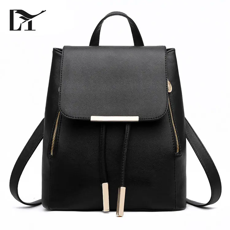 Rucksack Hersteller Korean Style Großhandel Schwarz PU Leder Rucksack Für Frauen