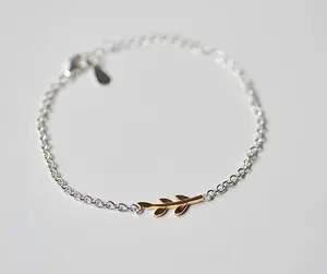 Wholesale 925 Sterling Silver Olive Branch open chain Bracelet