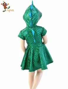 PGCC5676-vestido de princesa de dinosaurio verde para niña, disfraz de sirena pequeña, fiesta, Cosplay