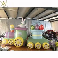 easter day party decoration inflatable bunny balloon on train car ,funny inflatable bunny cartoon model