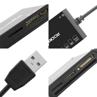 Rocketek-lector de tarjetas sim multiranura USB 2,0, lector de tarjetas atm inteligente de mesa portátil con MMC M2 TF CAC
