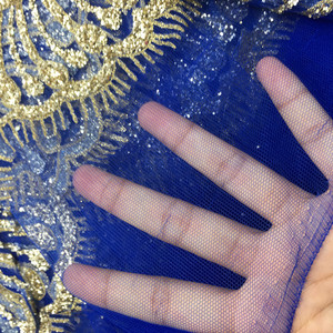 Haute qualité + perles poudre d'or <span class=keywords><strong>tissus</strong></span> de dentelle africaine ASO EBI joli filet français broderie Tulle dentelle tissu pour nigérian Dres J029 - Product Image 6