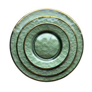 Piatto Decorativo Ecologico per Matrimoni in <span class=keywords><strong>Vetro</strong></span> Verde con Bordo Dorato Inciso - Product Image 6