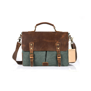 Borsa a Tracolla da Uomo Vintage in Tela per Laptop, Adatta per Portatili fino a 13,3 Pollici (Verde Corallo) - Product Image 1