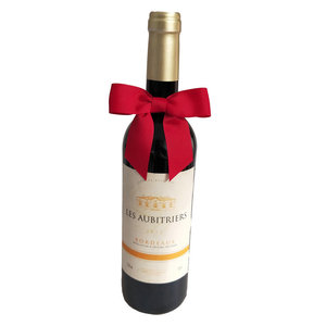 手作りのワインボトルの装飾弾性ループ付きの赤いグログランリボンボウ - Product Image 2