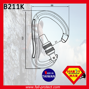 23KN B Type With Screw Gate Rescue Mountain Climbing Aluminum Carabiner - Product Image 2