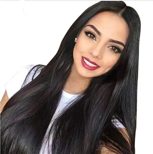 Cheap Wholesale Natural Pelucas 24 inch Black Long Straight 100% High Temperature Fiber Synthetic Hair Wigs for Black Women