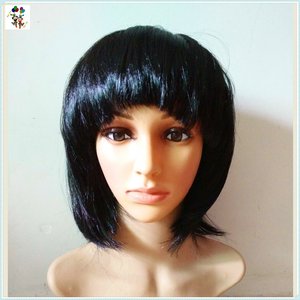 Qualité Noir Couleur <span class=keywords><strong>Disco</strong></span> Déguisement Costume Femmes Synthétique Parti <span class=keywords><strong>Perruques</strong></span> HPC-1172 - Product Image 4