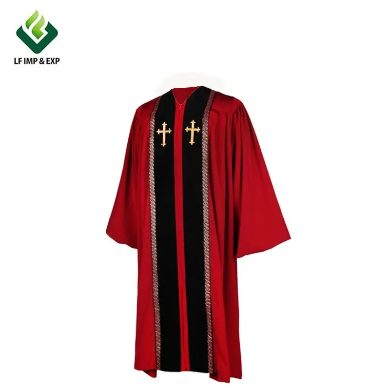 OEM hizmet kilise korosu üniformaları toptan clergy/koro elbiseler nakış