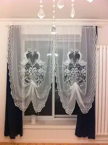 Pretty White Swan Kitchen Door Curtain with Satin Bow