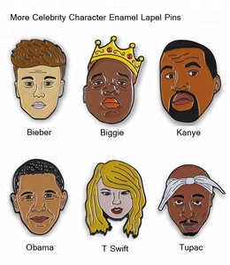 China Großhandel Cartoon Metall Abzeichen benutzer definierte USA berühmte Figur Stil weiche Emaille Metall Person Anstecknadel mit benutzer definierten Hintergrund karte - Product Image 2