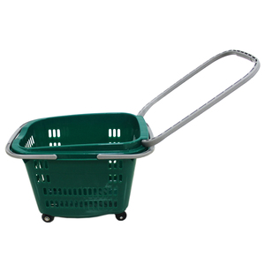 Tejido de plástico de cestas de compras de supermercado cesta carros con <span class=keywords><strong>2</strong></span> ruedas venta al por mayor - Product Image 2