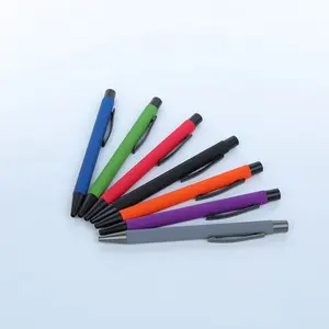 Ball Pen Low Moq Cheap Promotional Gift Rubber Coated Soft Touch Pens With Custom Logo Metal Engraved