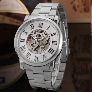 T-WINNER <span class=keywords><strong>Classico</strong></span> Meccanico Fascia Dell'acciaio inossidabile del Mens Orologi di Scheletro Mano A Buon Mercato Avvolgitore relojes hombre - Product Image 2