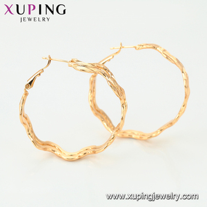 95365 Venta caliente creativa señoras simplemente joyería fina en forma de ola oro plateó los pendientes del aro - Product Image 3
