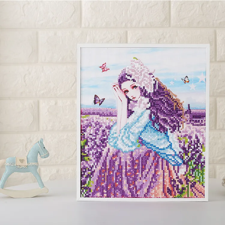 New toys 2021 kids promotion gift educational toy mini white frame 25*30CM lavender princess custom diamond painting for kids