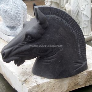 Tête de cheval en marbre, pierre de travail d'art antique, taille de vie pour décoration d'intérieur - Product Image 2