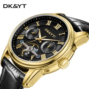 Nuevo Reloj Mecánico para Hombre con Doble Esfera Hueca, Tourbillon, <span class=keywords><strong>Calendario</strong></span>, Correa de Cuero, Resistente al Agua - Product Image 1