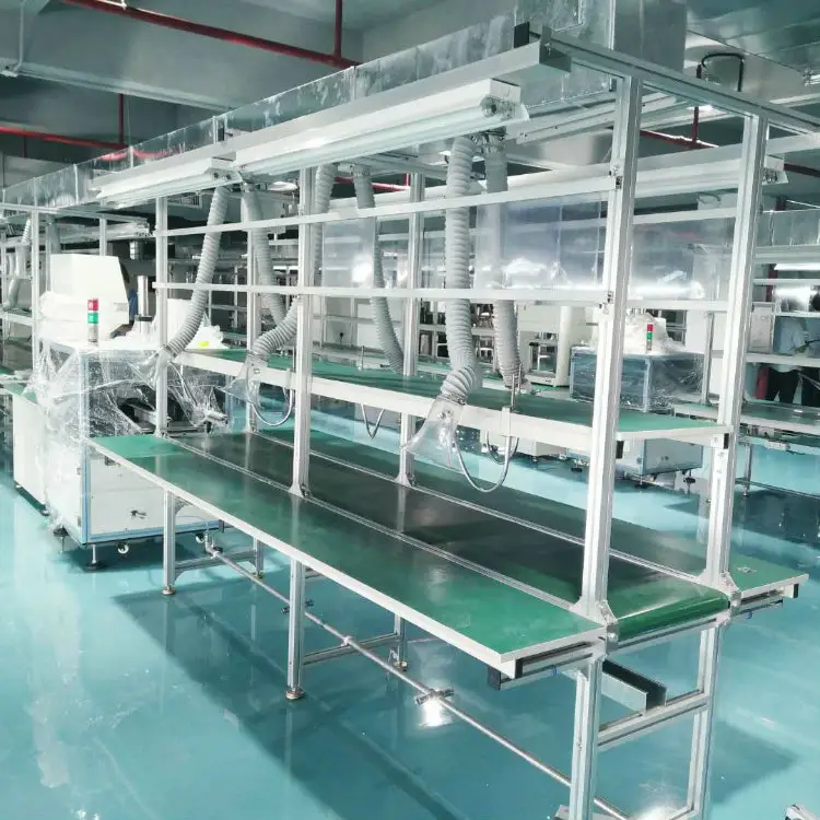 LED Light Production Line PVC Belt Conveyor Systems Mobile Phone Assembly Line