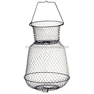 Portable Fishing Cage, Stainless Steel Collapsible Mesh Fishing Bait  Storage Cage, Resistant to Floating Fish Basket with Floating Bowl, for  Outdoor