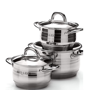 High Quality <strong>Visioneer</strong> Stainless Steel Cookware Set Induction Bottom Pans Pots Casseroles Modern Silicone Gas Compatible