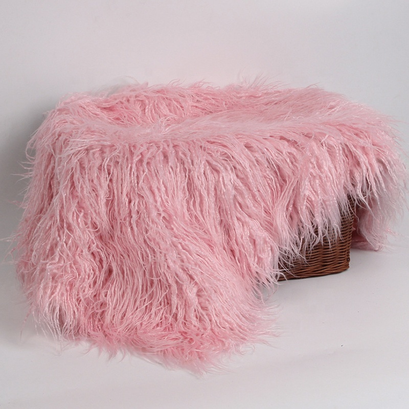 Оптовая продажа, розовая монгольская ткань из искусственного меха