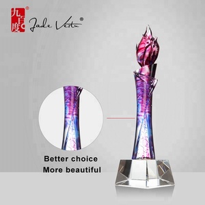 Trophée en forme de flamme de feu en cristal K9 Jadevertu, forme de bougie, haute qualité, pâte de verre, art, logo personnalisé gravé, coloré - Product Image 6