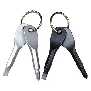 Edelstahl Schraubendreher-set, Outdoor Tasche Mini Werkzeug Schraubendreher Bit mit Schlüssel Edelstahl Schlüsselanhänger