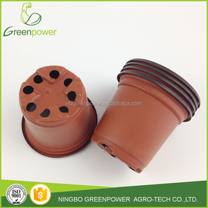 Pot de fleurs en plastique souple bicolore terre cuite et noir de 120 mm, disponible en différentes tailles - Product Image 6