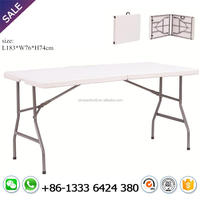 Table pliante en plastique rectangulaire utilisée pour les banquets, les mariages en plein air, tables pliantes rectangulaires, table de 6 pieds