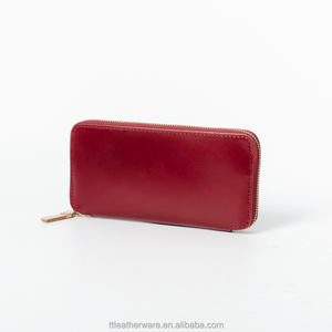 Woman Slim Wallet Red Tanned Leather Clutch Bag - Product Image 1