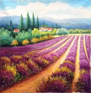 Stunning wall picture wide purple photo painting flower field oil painting