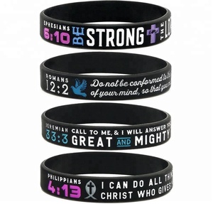 Bracelet de foi avec versets bibliques Jésus - Philippiens 4:13, Éphésiens 6:10, Romains 12:2 - Bracelet en silicone religieux en gros - Product Image 4