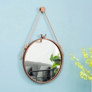 SWT Ins estilo cinturón/<span class=keywords><strong>cuerda</strong></span> colgante montado en la pared en forma de Ronda negro <span class=keywords><strong>espejo</strong></span> de baño de Metal <span class=keywords><strong>espejo</strong></span> enmarcado - Product Image 3