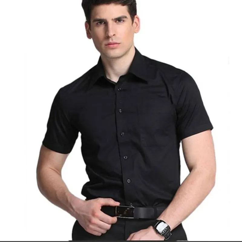 पुरुषों की उच्च गुणवत्ता सांस कपास/पॉलिएस्टर लघु आस्तीन टवील व्यापार आकस्मिक शर्ट के साथ एक जेब