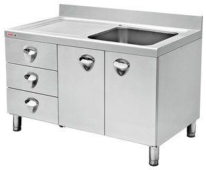 Customized Size Free Standing Stainless Steel Sink Cabinet/Italian S/S Kitchen Sink Table With Cabinet In Australia