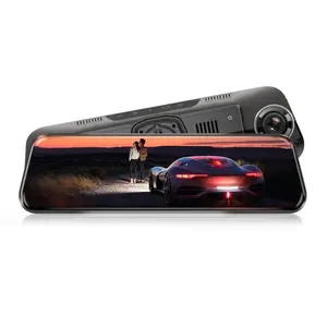 10 אינץ מגע מסך רכב Rearview מראה DVR מצלמה כפולה עדשת דאש מצלמת וידאו מקליט