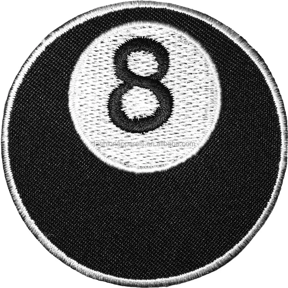 Custom Eight Ball Billiards Embroidered Patches Embroidery Designs Motif