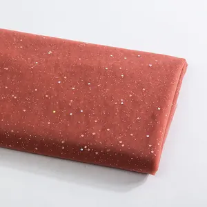 Đẹp 100% Polyester Glitter Nhăn Sọc Organza Vuông Sequins Net Vải