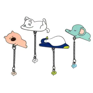 Stock Cute Enamel Lapel Pins Snoring Animals Lapel Pin Cartoon Pins Custom Accepted
