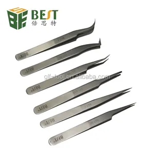 All Types Stainless Steel Tweezers with Curved/ Round/Straight Fine Point Tips