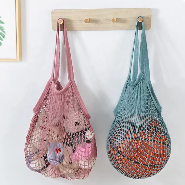 Yeni Kullanımlık Örgü alışveriş çantası Dize alışveriş çantası Shopper Pamuk Tote Mesh Net Dokuma Taşınabilir Dayanıklı alışveriş çantası