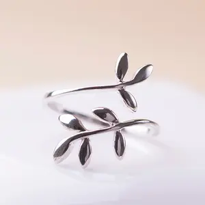 925 s silver open Olive leaf ring