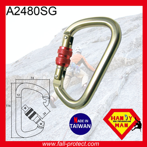 A2480SG D Type For Mountain Rock Climbing Rescue Aluminum Carabiner - Product Image 3