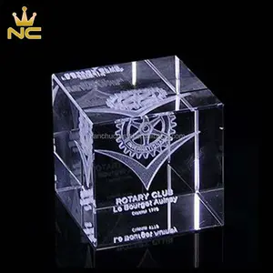 Pisapapeles de cubo de cristal láser 3D cuadrado en blanco para grabar Logo personalizado